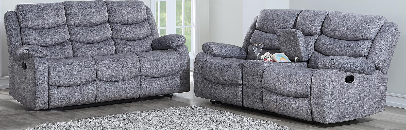 New Classic Furniture Granada Dual Recliner Sofa with Power in Gray