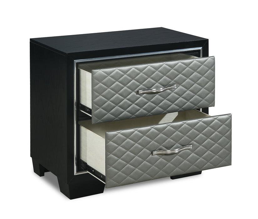New Classic Furniture Luxor 2 Drawer Nightstand in Black/Silver