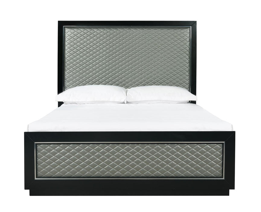 New Classic Furniture Luxor King Panel Bed in Black/Silver