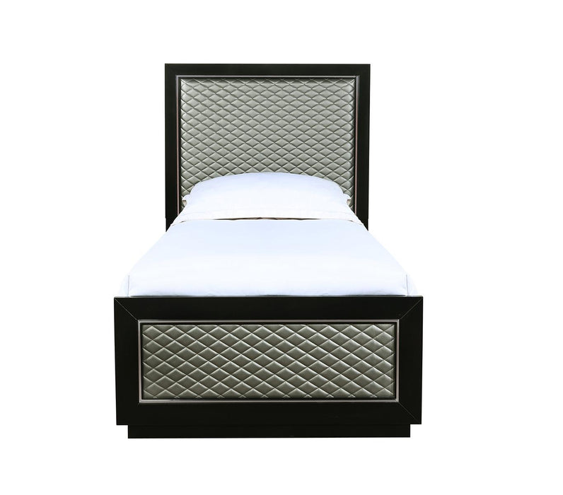 New Classic Furniture Luxor Twin Panel Bed in Black/Silver
