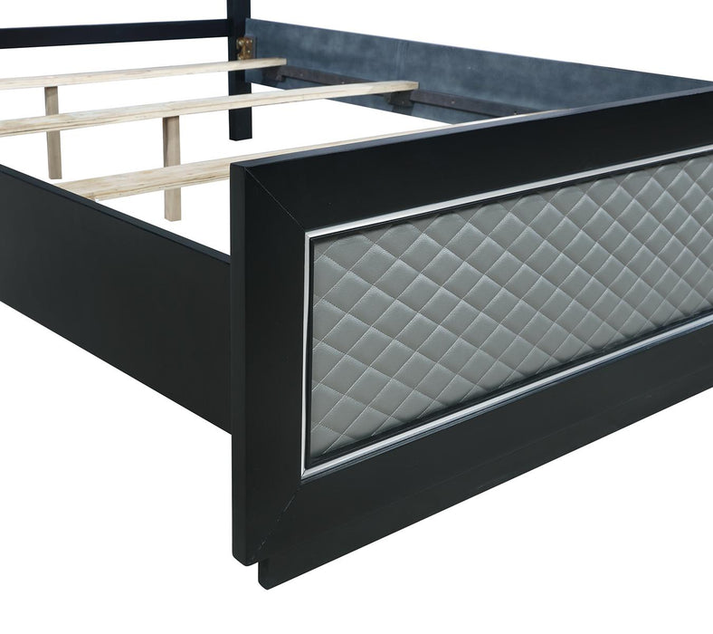 New Classic Furniture Luxor Twin Panel Bed in Black/Silver