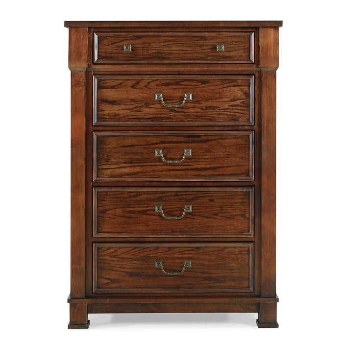 New Classic Furniture Providence 5 Drawer Lift Top Chest in Dark Oak