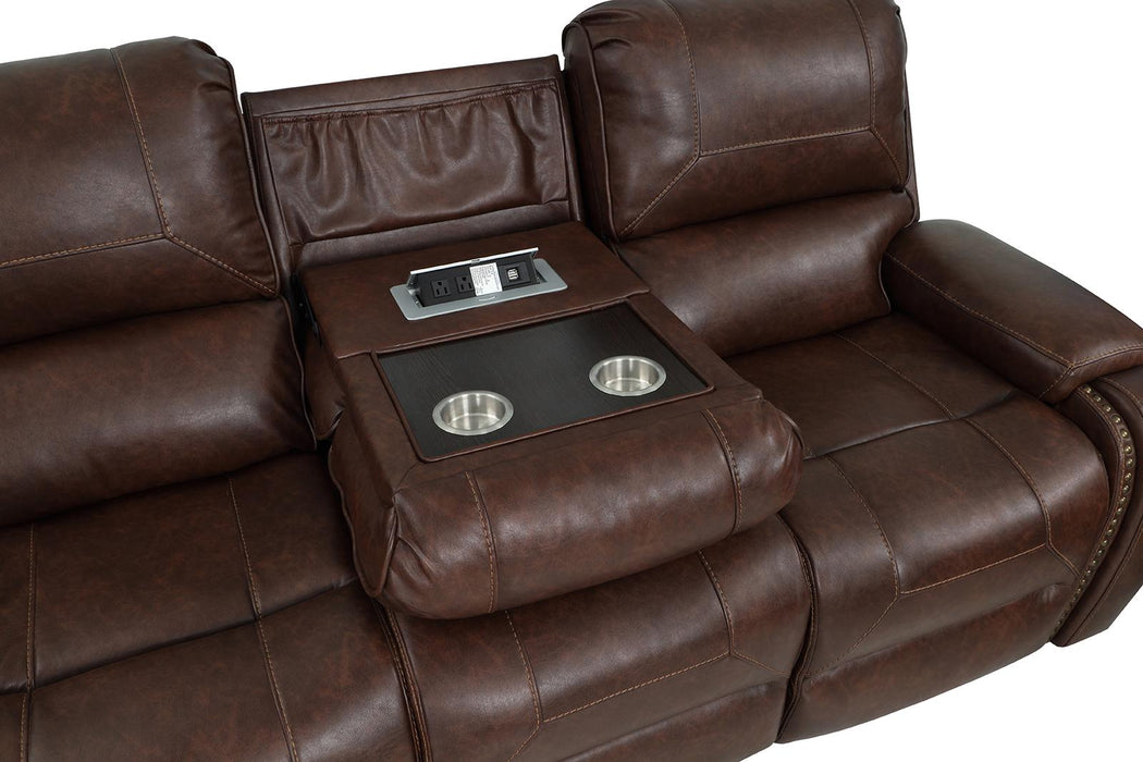 New Classic Furniture Taos Dual Recliner Sofa in Caramel