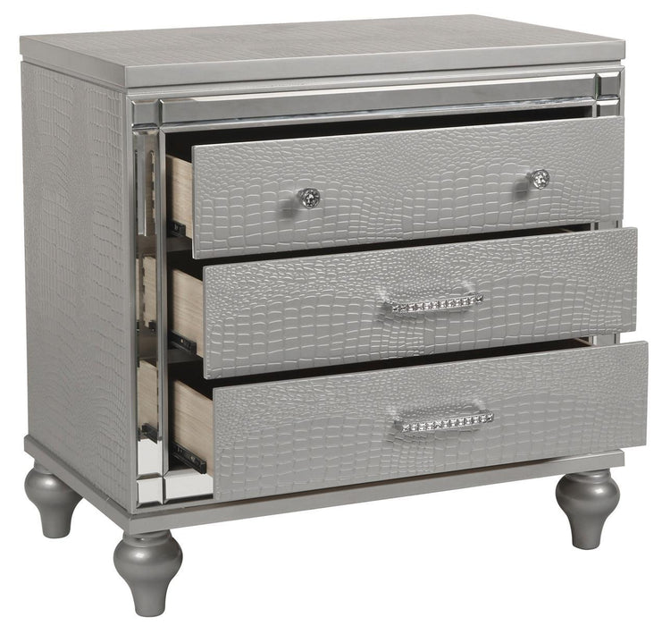 New Classic Furniture Valentino 3 Drawer Nightstand in Silver