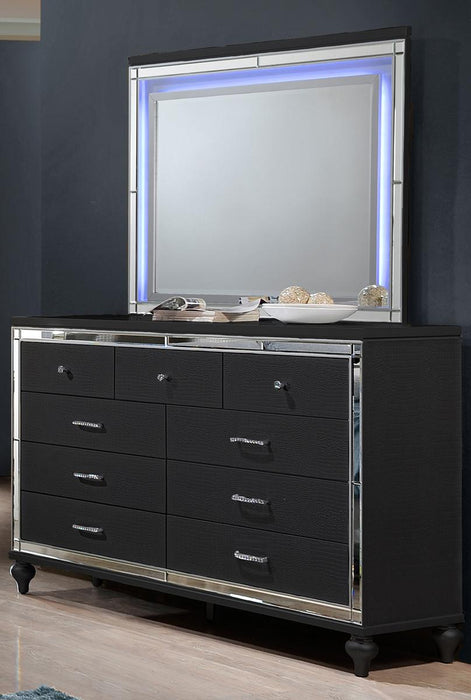 New Classic Furniture Valentino Lighted Mirror in Black