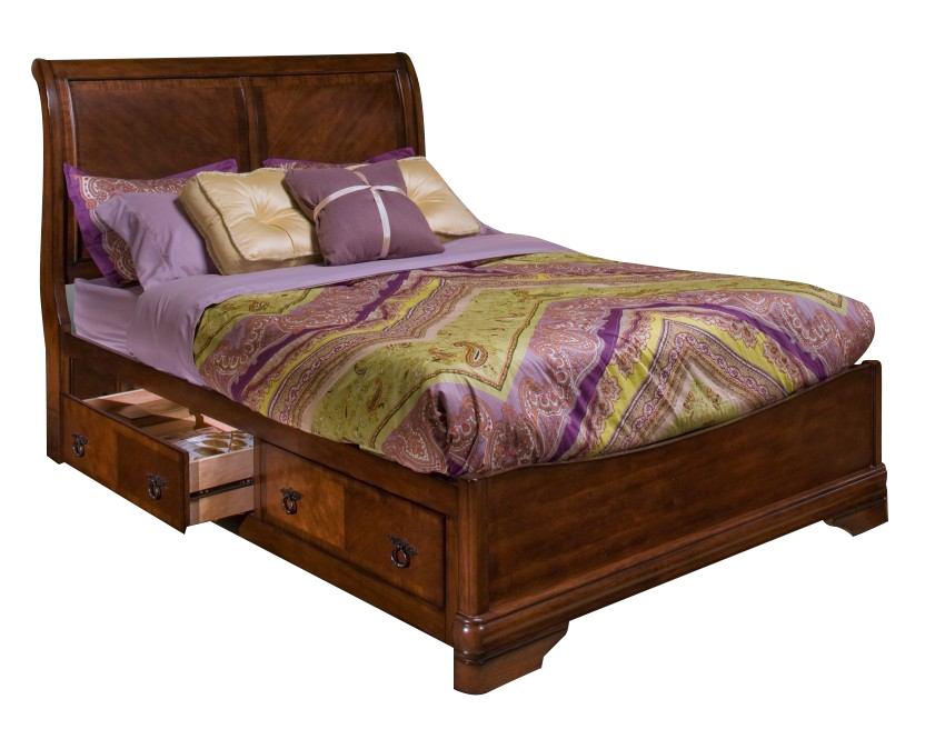New Classic Sheridan Eastern King Storage Bed in Burnished Cherry