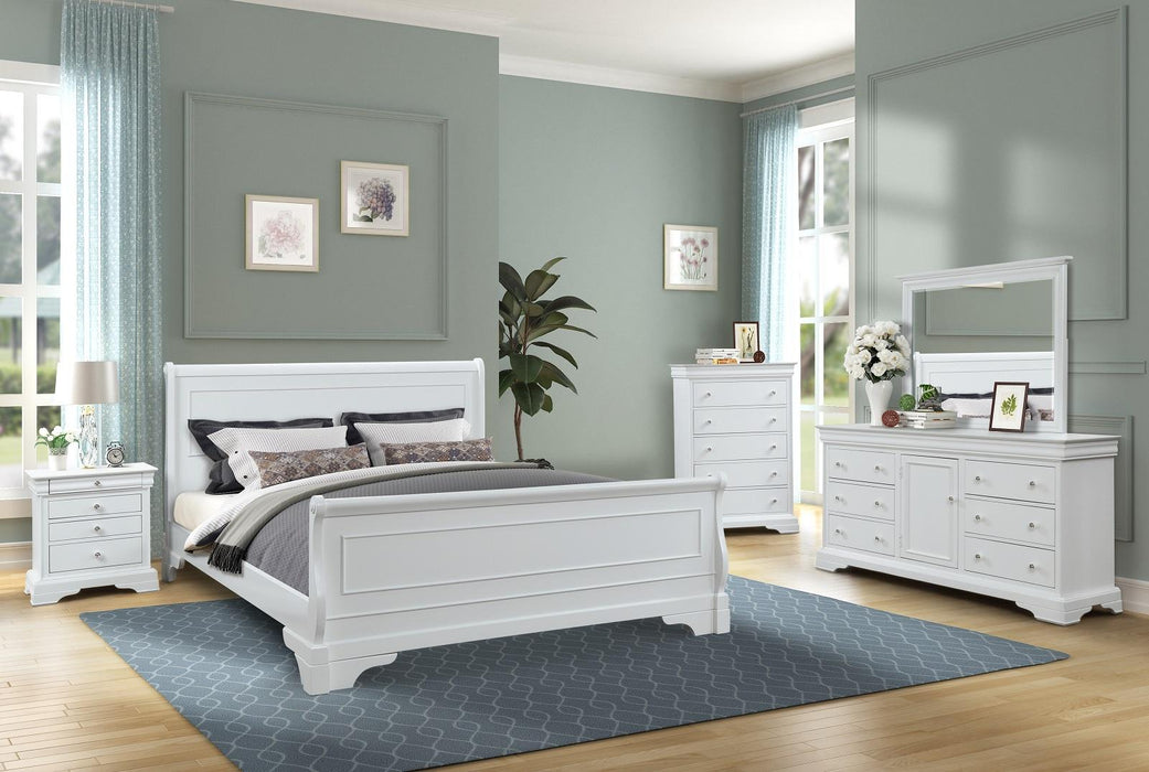 New Classic Furniture Versaille Queen Sleigh Bed in White