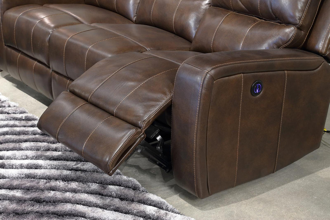 New Classic Furniture Linton Sofa with Dual Recliner in Brown