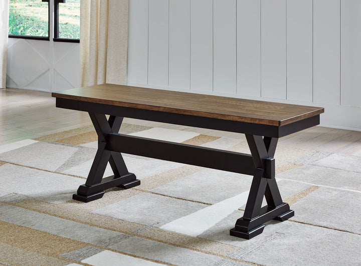 Wildenauer - Large Dining Room Bench - Brown / Black