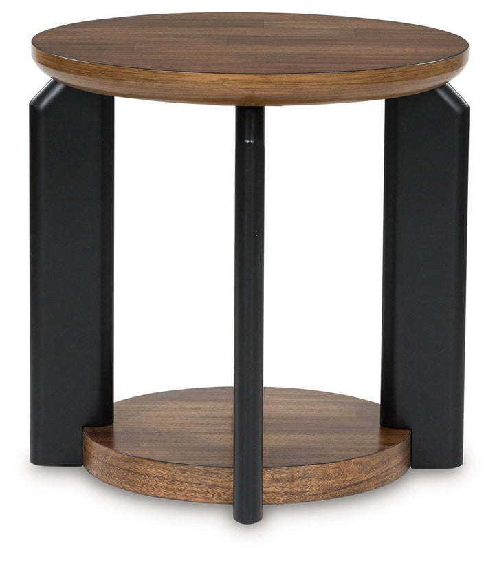 Kraeburn - Round End Table - Brown / Black
