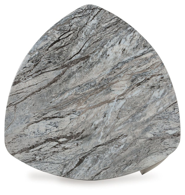 Surmour - Triangle End Table - Gray / Brown