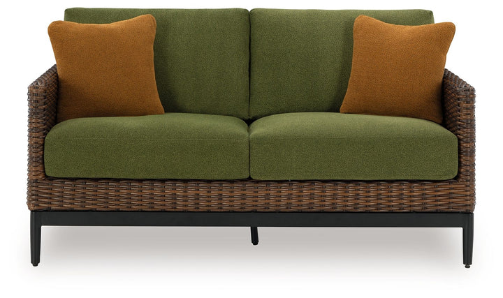 Horizon Hall - Loveseat With Cushion - Brown / Green