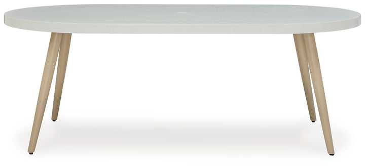 Seton Creek - Oval Dining Table With Umb Opt - White