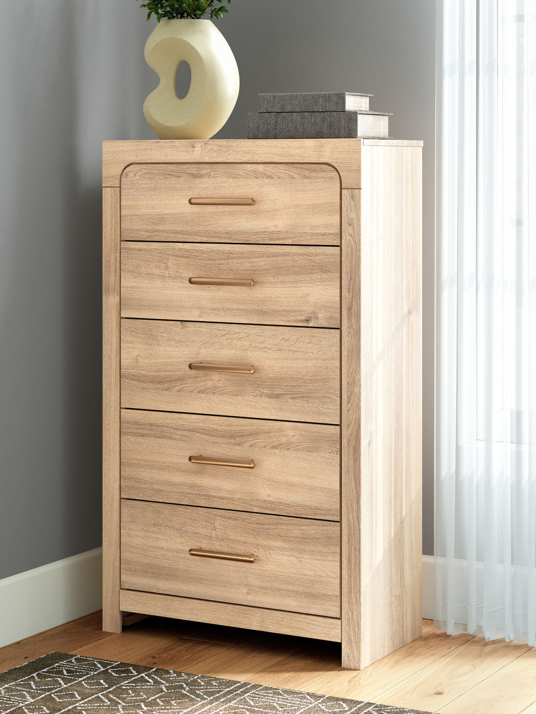 Kinlanni - Five Drawer Chest - Tan