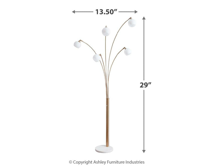 Taliya - Metal Arc Lamp  - Champagne / White