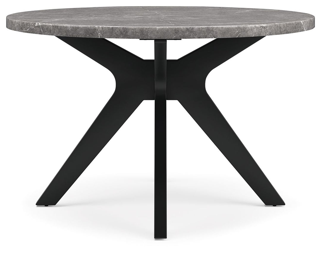Glinari - Round Dining Room Table - Taupe / Black
