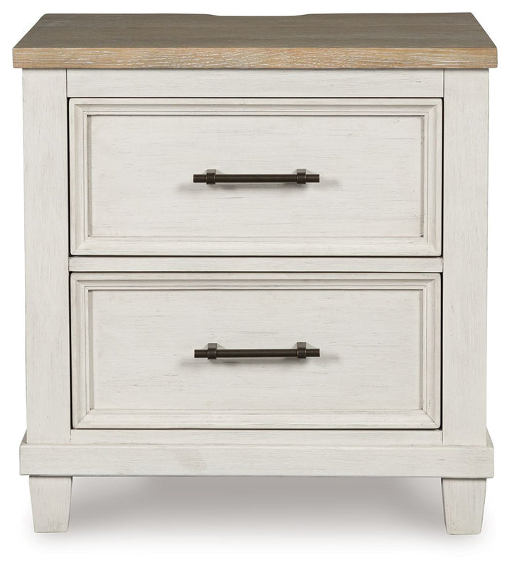 Shaybrock - Two Drawer Night Stand - Antique White / Brown