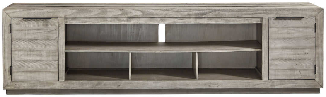 Naydell - XL TV Stand w/Fireplace Option - Gray