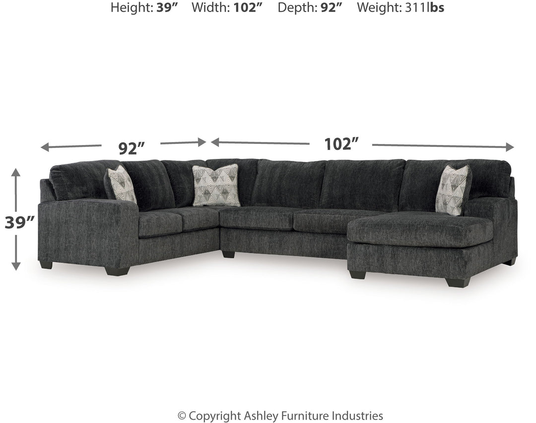 Hollyview - 3-Piece Sectional With Raf Corner Chaise - Shadow