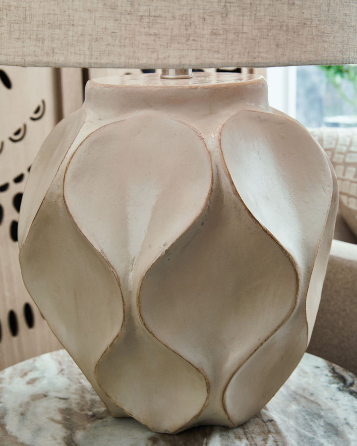 Edselham - Paper Table Lamp - Distressed Cream