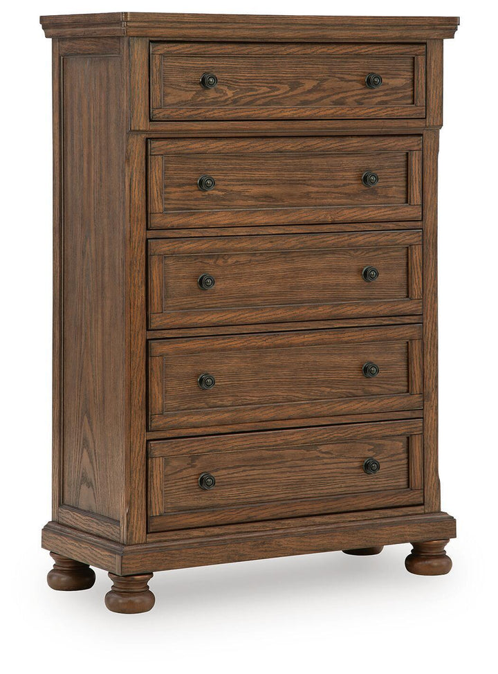 Zackaryn - Five Drawer Chest - Warm Brown