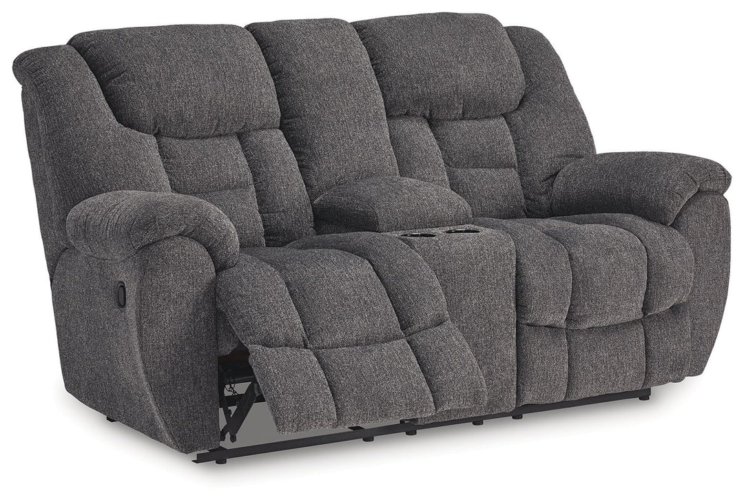 Foreside - Dbl Reclining Loveseat with Console - Charcoal
