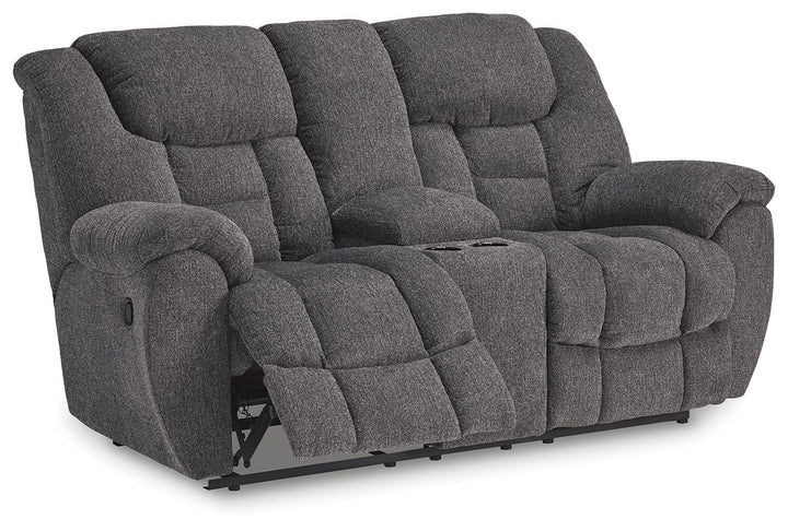 Foreside - Dbl Reclining Loveseat with Console - Charcoal