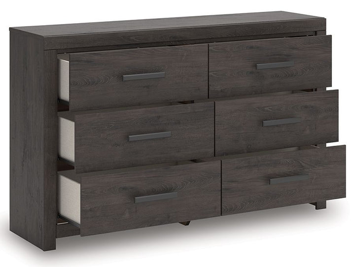 Prendonea - Six Drawer Dresser - Charcoal