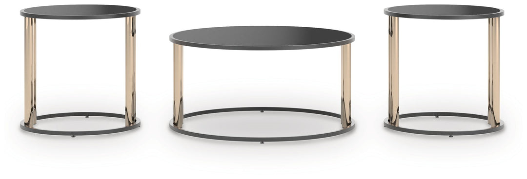Hannerly - Occasional Table Set (Set of 3) - Black / Gold Finish