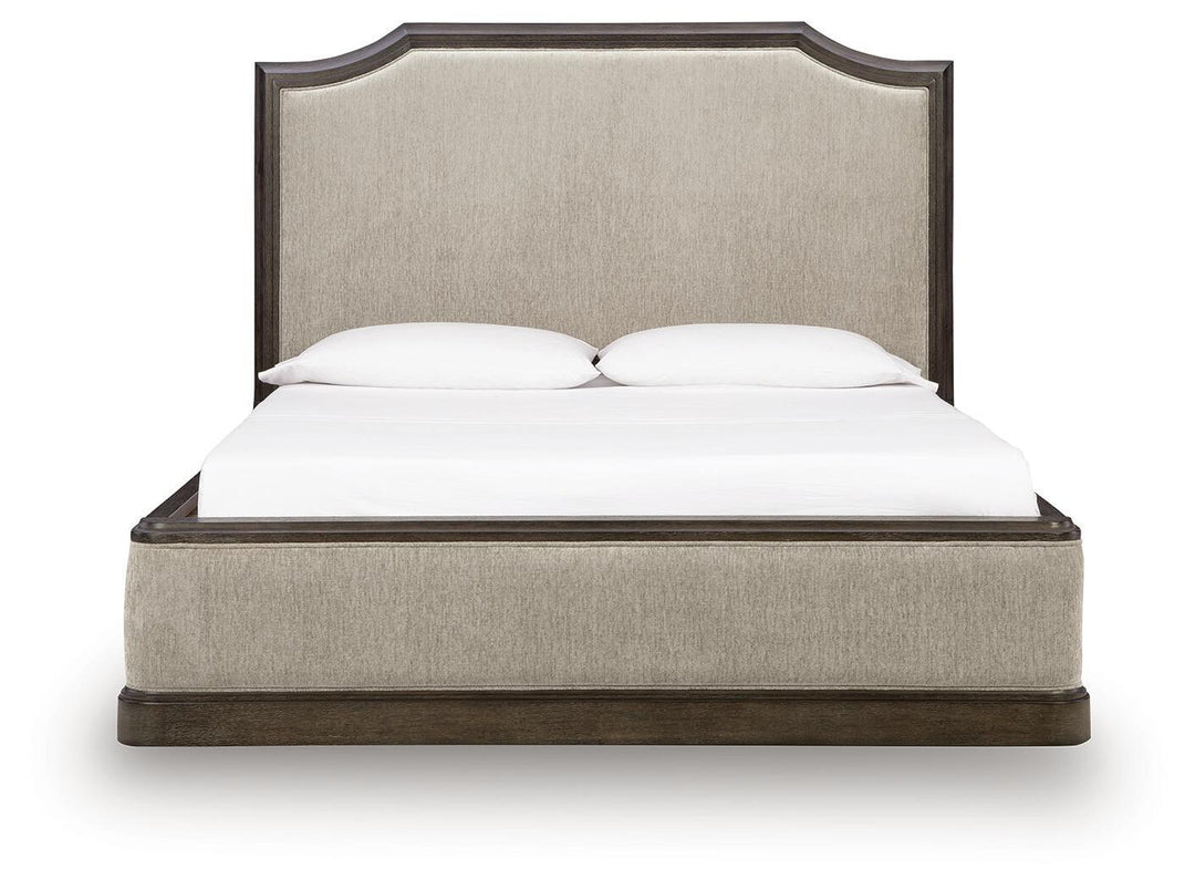 Wickenger - King Upholstered Panel Bed - Dark Brown