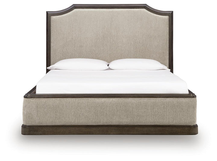 Wickenger - King Upholstered Panel Bed - Dark Brown