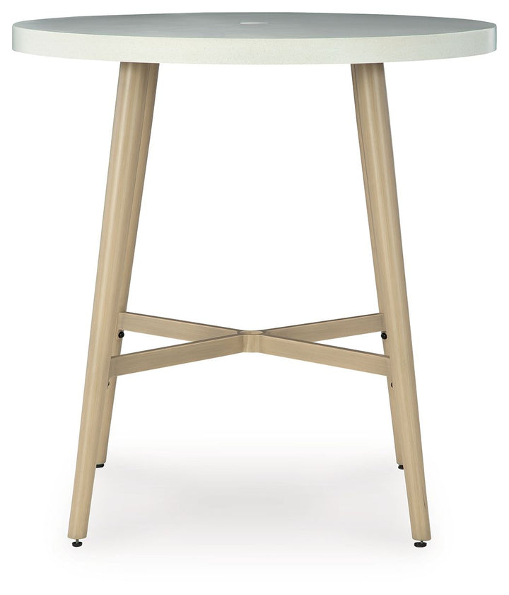 Seton Creek - Round Bar Table With Umbrella Option - Beige