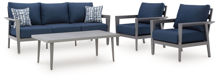 Gali - Sofa / Chairs / Table Set (Set of 4) - Gray / Blue
