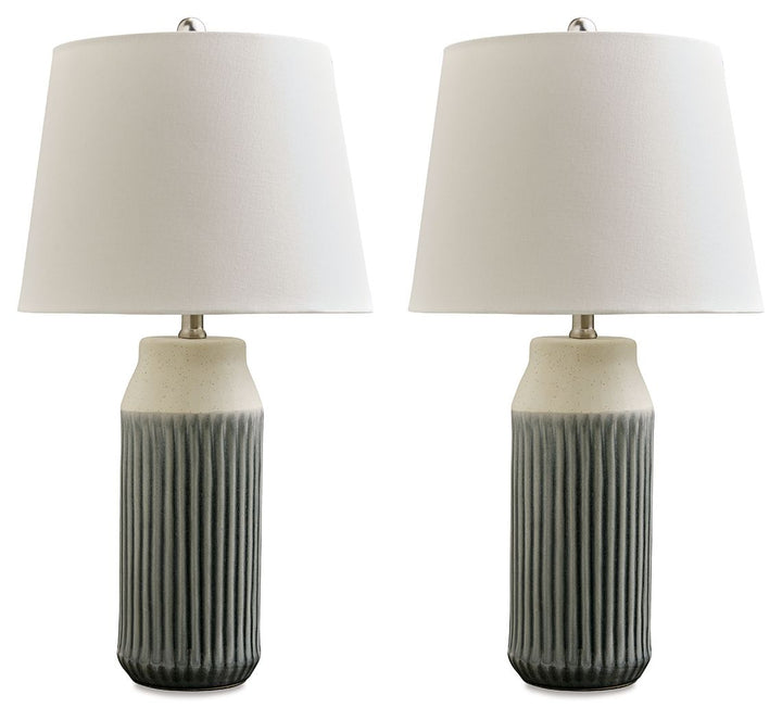 Afener - Ceramic Table Lamp (Set of 2) - Blue / Beige