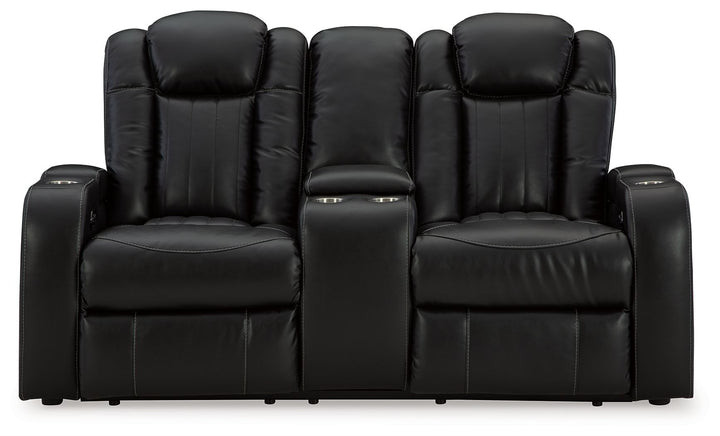 Caveman Den - Power Reclining Loveseat with Console/ Adj Hdrst - Midnight