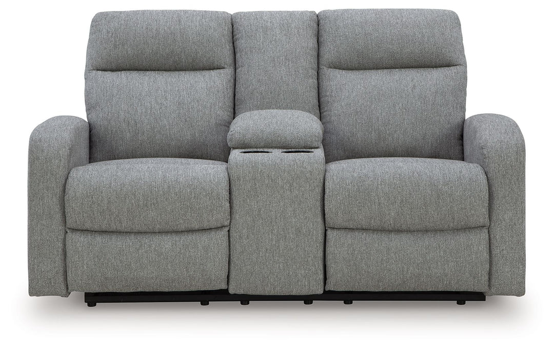 Gauntlet - Double Recline Loveseat With Console - Sterling