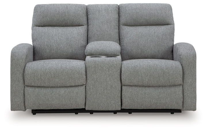 Gauntlet - Double Recline Loveseat With Console - Sterling