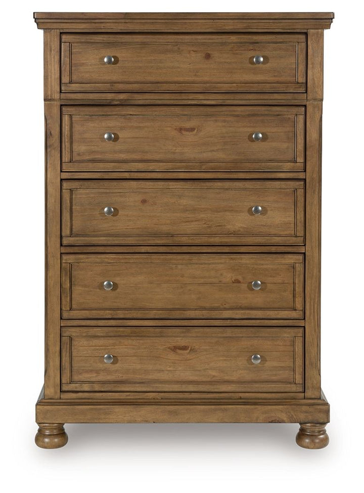 Feddinger - Five Drawer Chest - Medium Brown