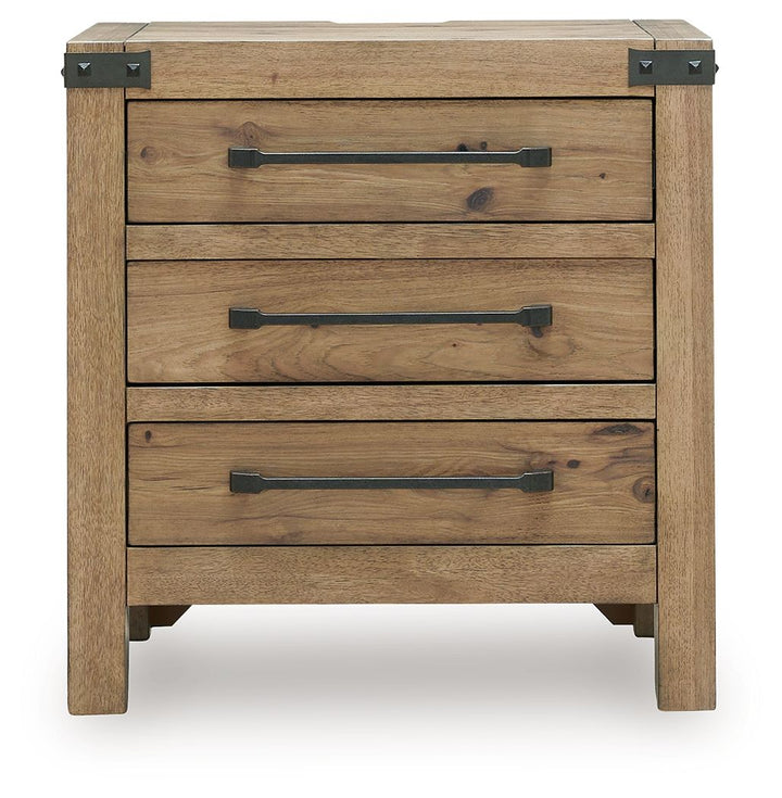 Ridgester - Three Drawer Night Stand - Light Brown