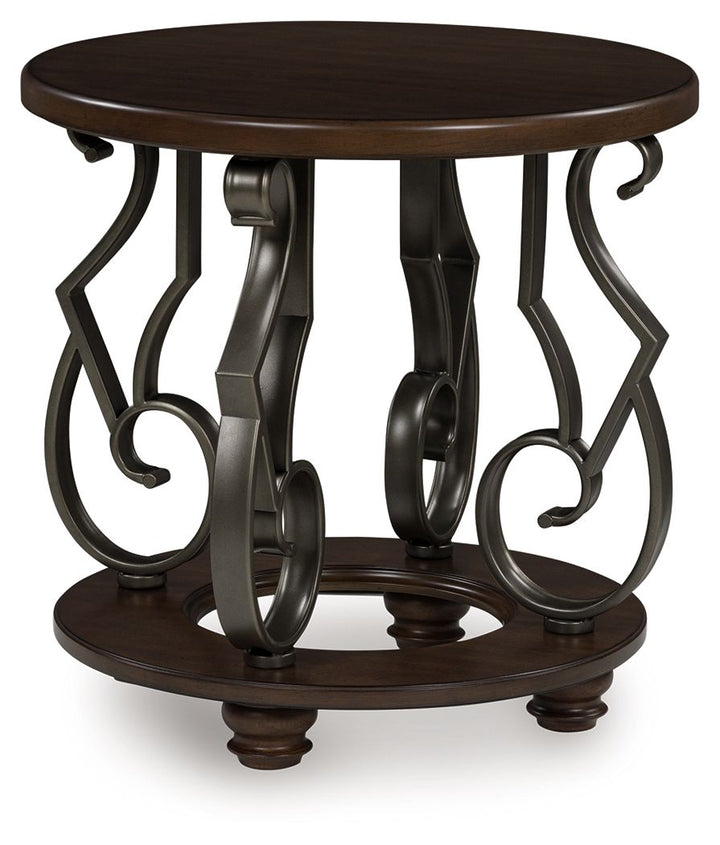 Frallyn - Round End Table - Dark Brown