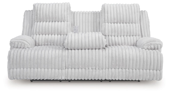 Rhines Falls - Reclining Power Sofa With Drop Down Table - Alloy