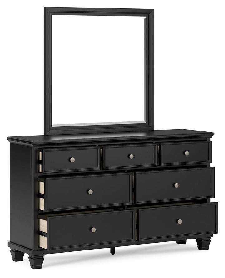 Lanolee - Dresser And Mirror - Black