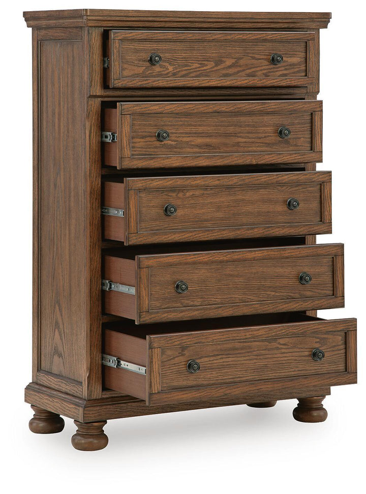 Zackaryn - Five Drawer Chest - Warm Brown