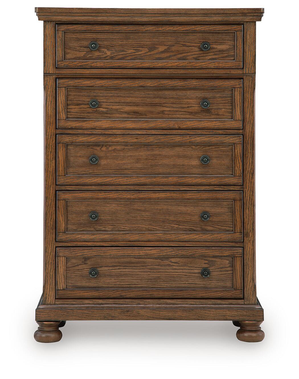 Zackaryn - Five Drawer Chest - Warm Brown