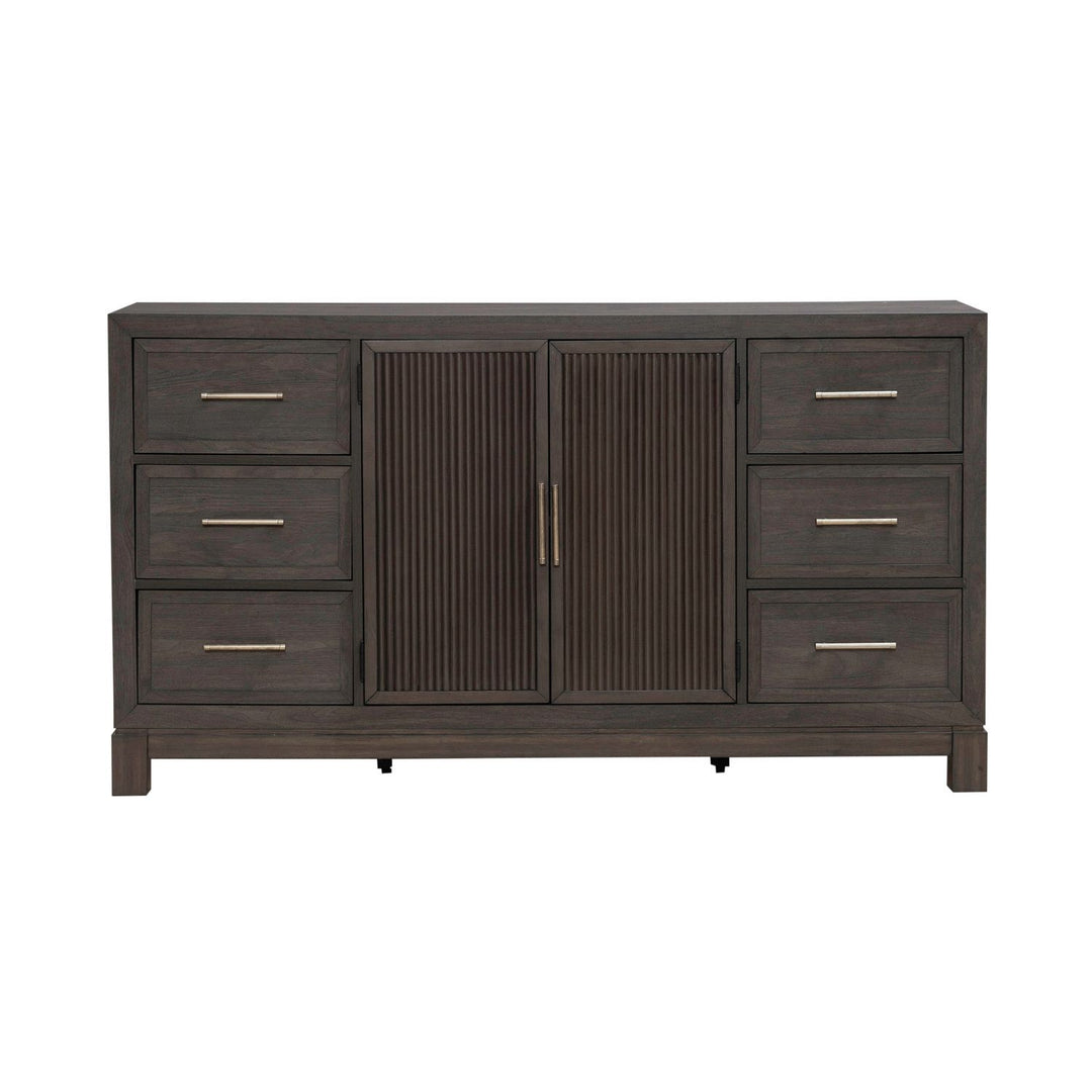 Modern Edge - 2 Door 6 Drawer Dresser - Brown