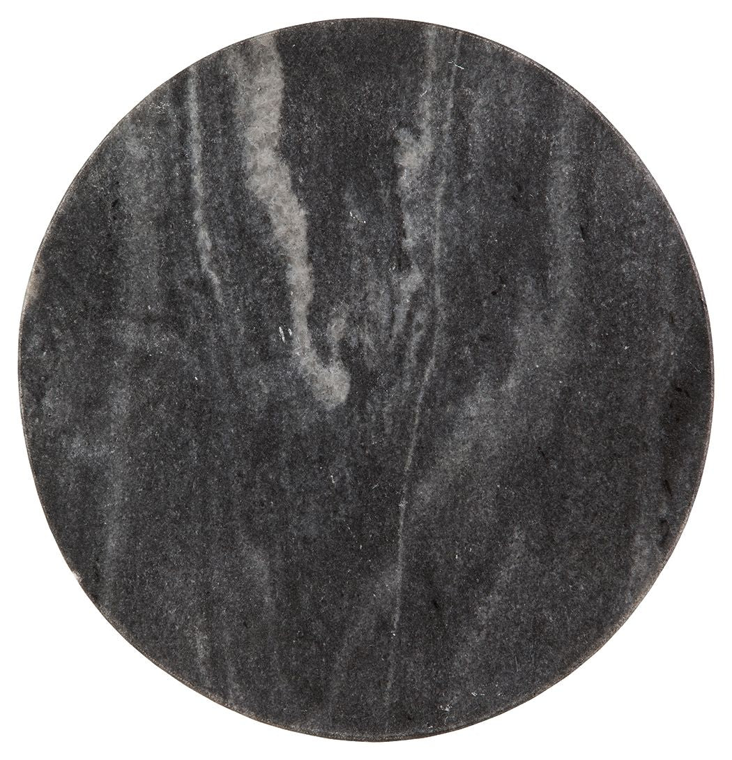 Caramont - Accent Table with White Base - Black / White / Gold Finish