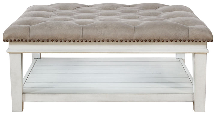 Kanwyn - Uph Ottoman Cocktail Table - Whitewash