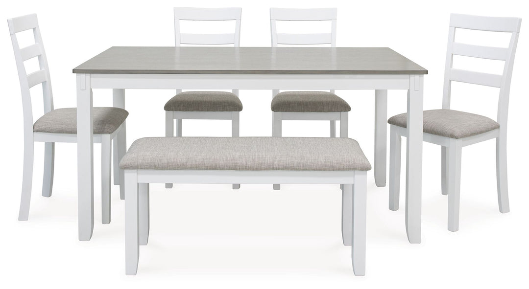 Stonehollow - Rectangular Drm Table Set (Set of 6) - White / Gray
