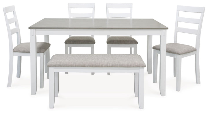 Stonehollow - Rectangular Drm Table Set (Set of 6) - White / Gray