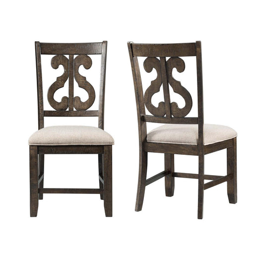 Stone Wooden Swirl Back Side Chair Set of 2 image